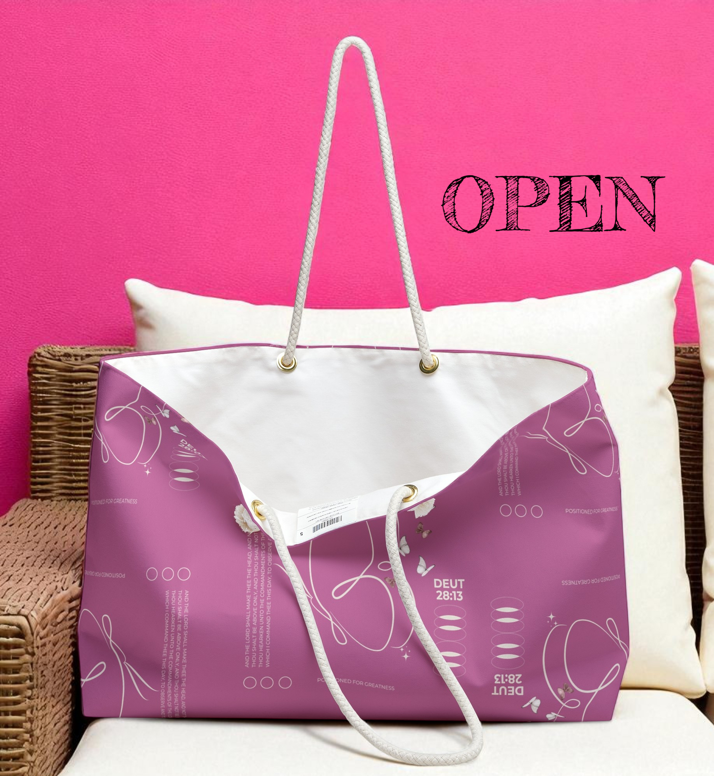 Travel Tote Pink Christian Inspirational Weekend Tote Bag Carryall