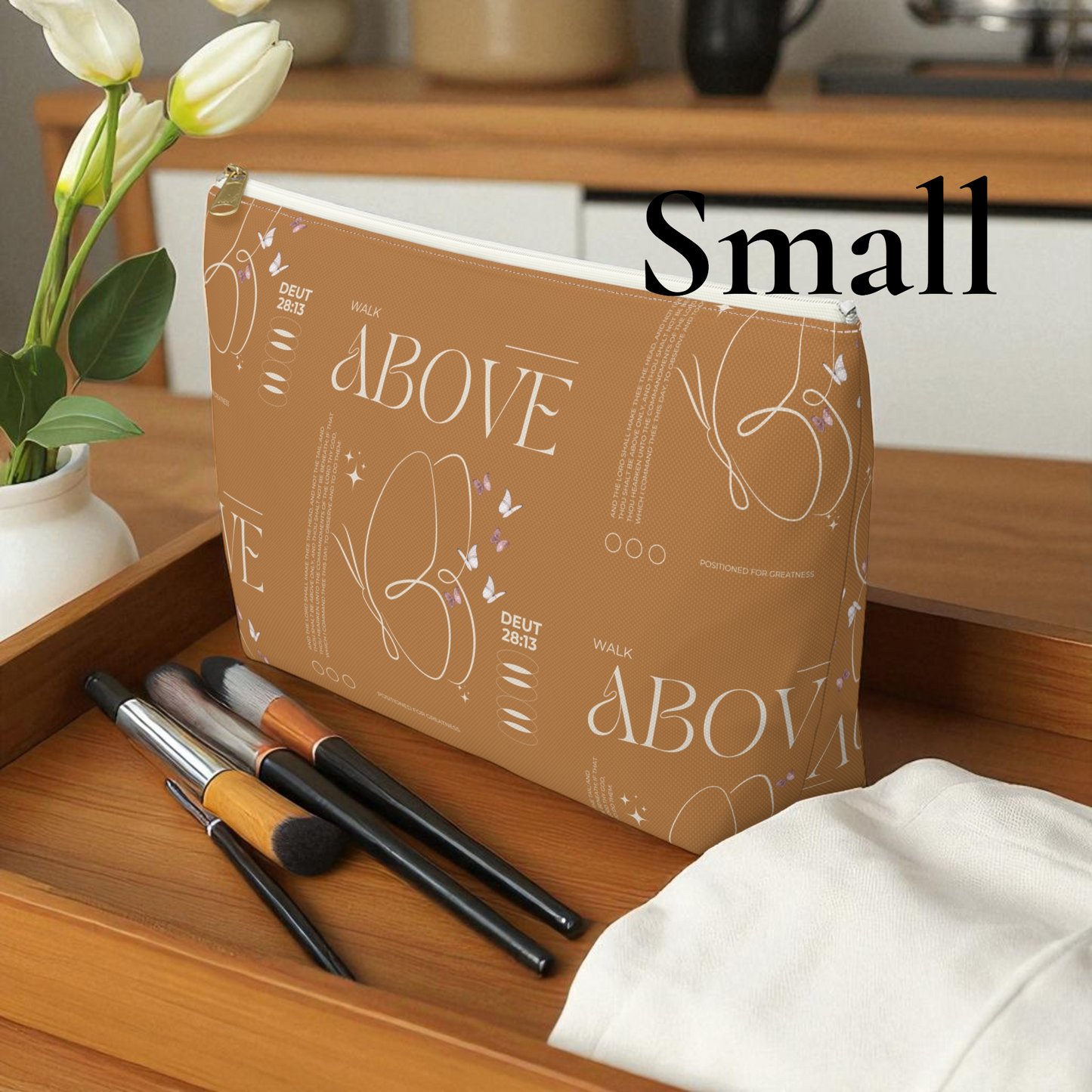 Makeup Bag Zipper Pouch | Travel Organizer | Small & Large Sizes | Matching Tote | Inspirational