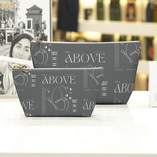 Grey Makeup Bag Zipper Pouch | Travel Organizer | Small & Large Sizes | Matching Tote | Inspirational