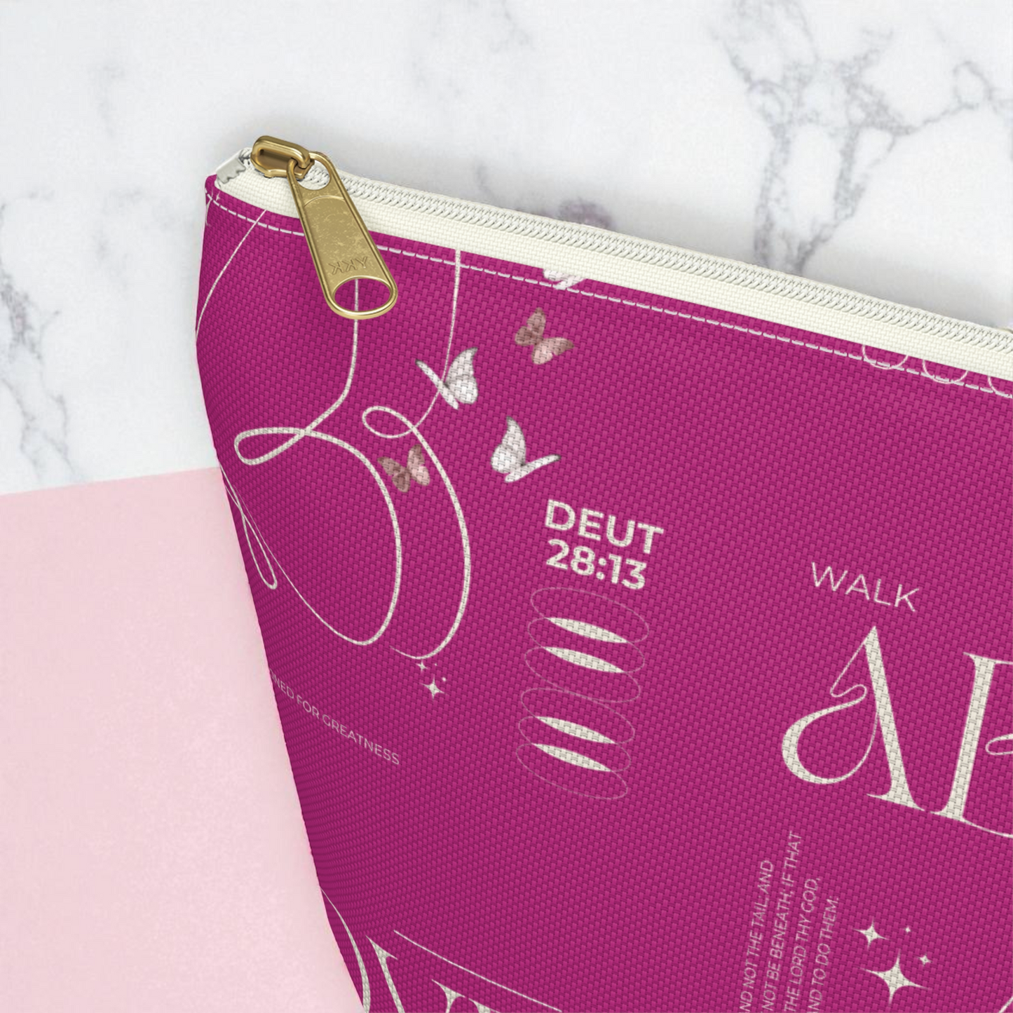 Pink Makeup Bag Zipper Pouch | Travel Organizer | Small & Large Sizes | Matching Tote | Inspirational